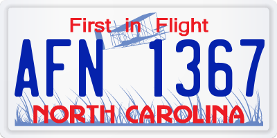 NC license plate AFN1367