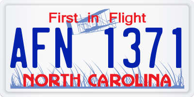 NC license plate AFN1371