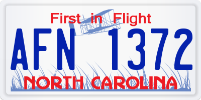 NC license plate AFN1372