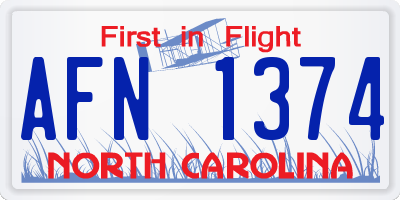 NC license plate AFN1374
