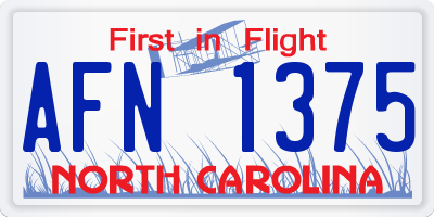 NC license plate AFN1375