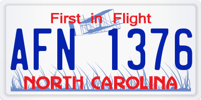 NC license plate AFN1376