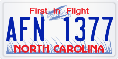 NC license plate AFN1377