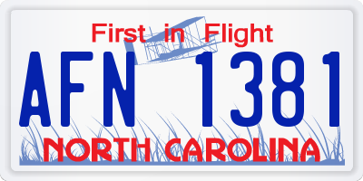NC license plate AFN1381