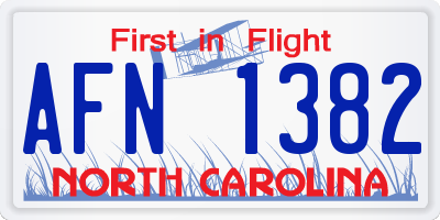 NC license plate AFN1382