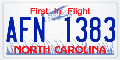 NC license plate AFN1383