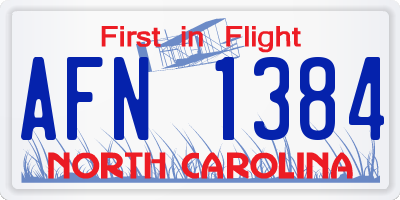 NC license plate AFN1384