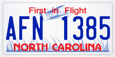 NC license plate AFN1385