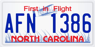 NC license plate AFN1386