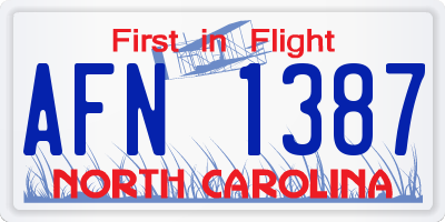 NC license plate AFN1387