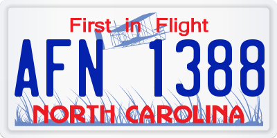 NC license plate AFN1388