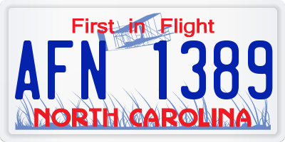 NC license plate AFN1389