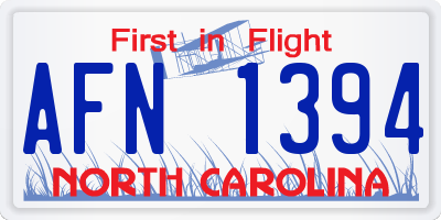 NC license plate AFN1394