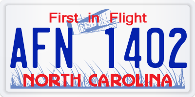 NC license plate AFN1402
