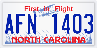NC license plate AFN1403
