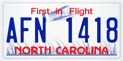 NC license plate AFN1418