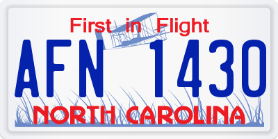 NC license plate AFN1430