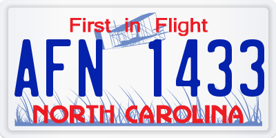 NC license plate AFN1433