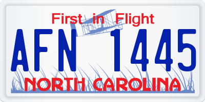 NC license plate AFN1445