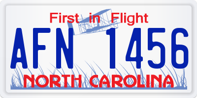 NC license plate AFN1456