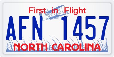 NC license plate AFN1457