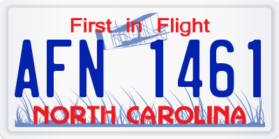 NC license plate AFN1461