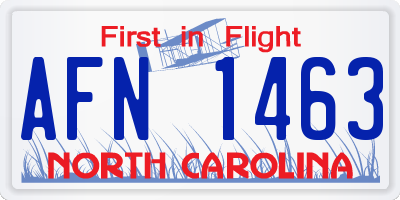 NC license plate AFN1463