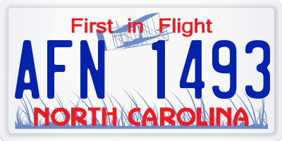 NC license plate AFN1493