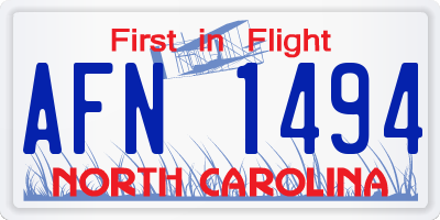 NC license plate AFN1494