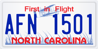 NC license plate AFN1501