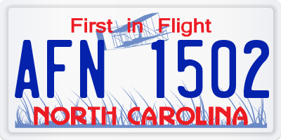 NC license plate AFN1502
