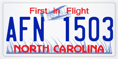 NC license plate AFN1503