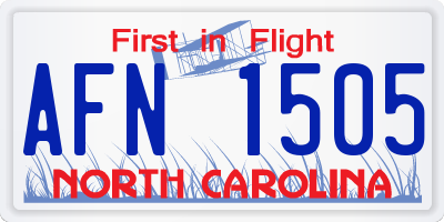 NC license plate AFN1505