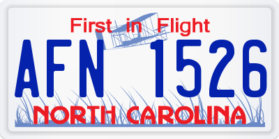 NC license plate AFN1526