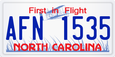 NC license plate AFN1535