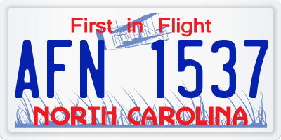 NC license plate AFN1537