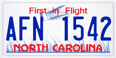 NC license plate AFN1542