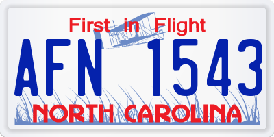 NC license plate AFN1543