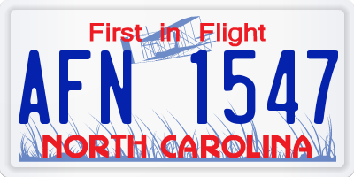NC license plate AFN1547