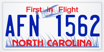 NC license plate AFN1562