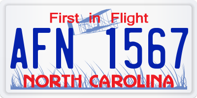 NC license plate AFN1567