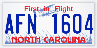 NC license plate AFN1604