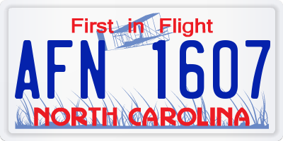 NC license plate AFN1607