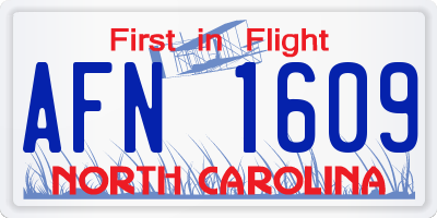 NC license plate AFN1609