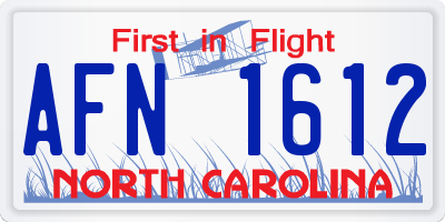 NC license plate AFN1612