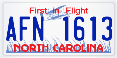 NC license plate AFN1613
