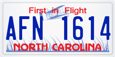 NC license plate AFN1614