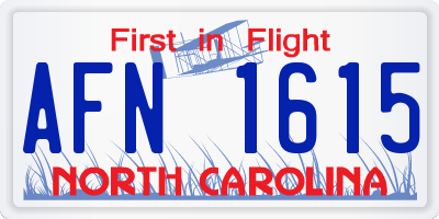 NC license plate AFN1615