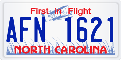 NC license plate AFN1621