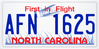 NC license plate AFN1625